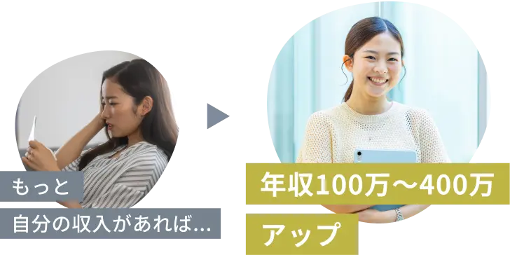 もっと自分の収入があれば...から年収100万〜400万アップ